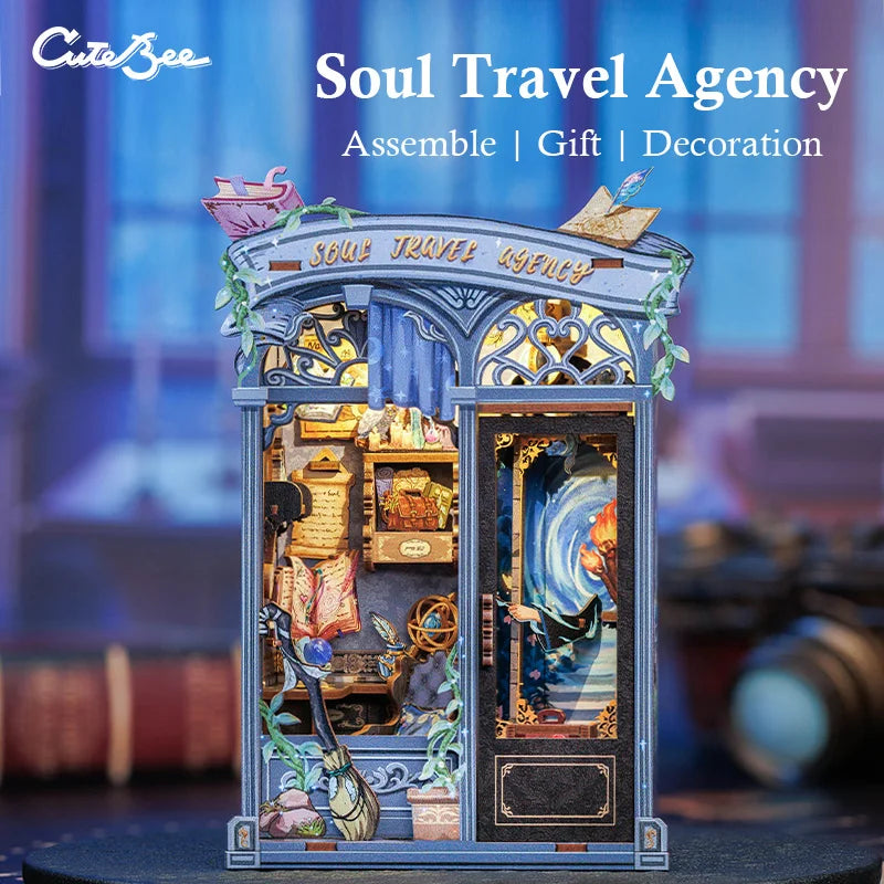 CUTEBEE Book Nook DIY Miniature Kit with LED