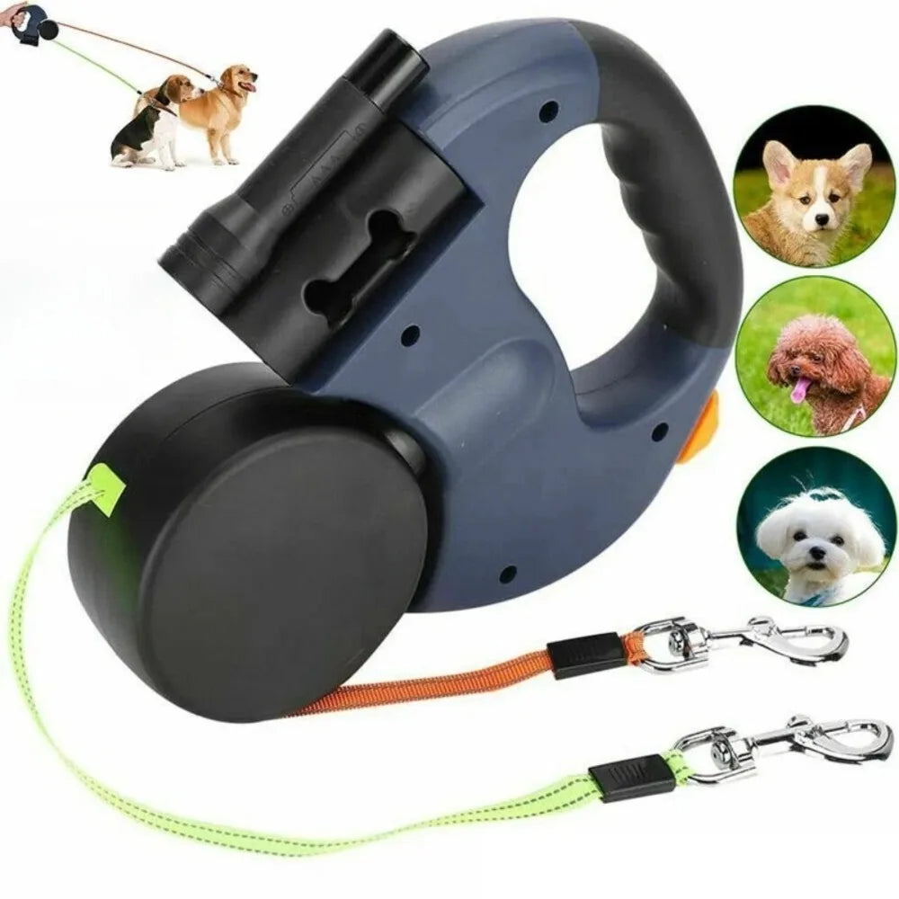 Double Retractable Dog Lead with LED – 3M