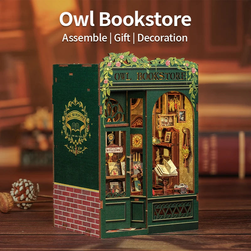 CUTEBEE Book Nook DIY Miniature Kit with LED
