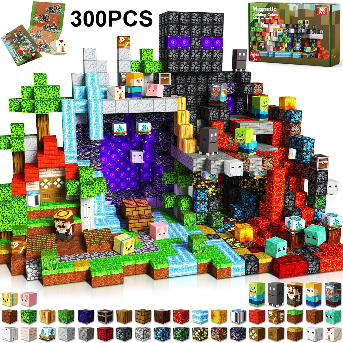 Magnetic Tiles Building Set for Kids 100-300pcs