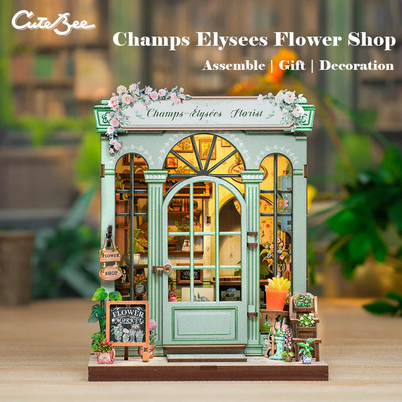 CUTEBEE Book Nook DIY Miniature Kit with LED