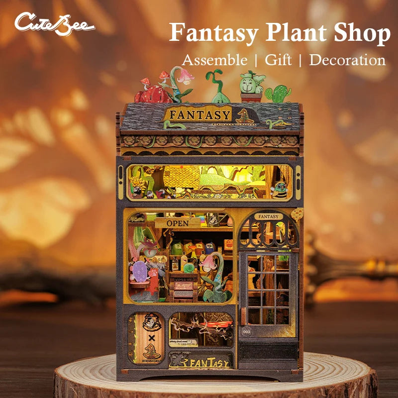 CUTEBEE Book Nook DIY Miniature Kit with LED