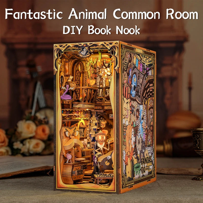 CUTEBEE Book Nook DIY Miniature Kit with LED