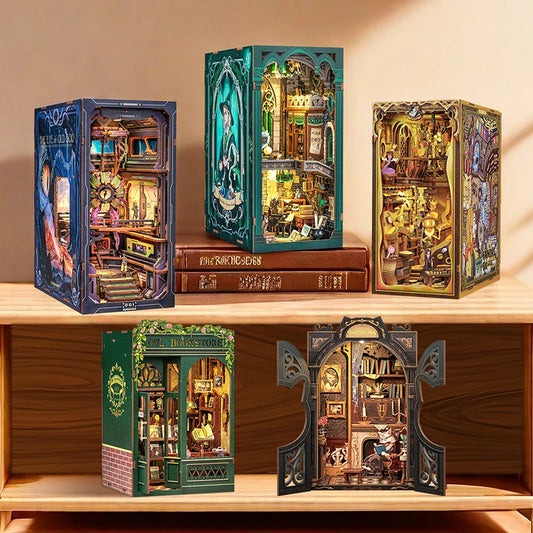 CUTEBEE Book Nook DIY Miniature Kit with LED