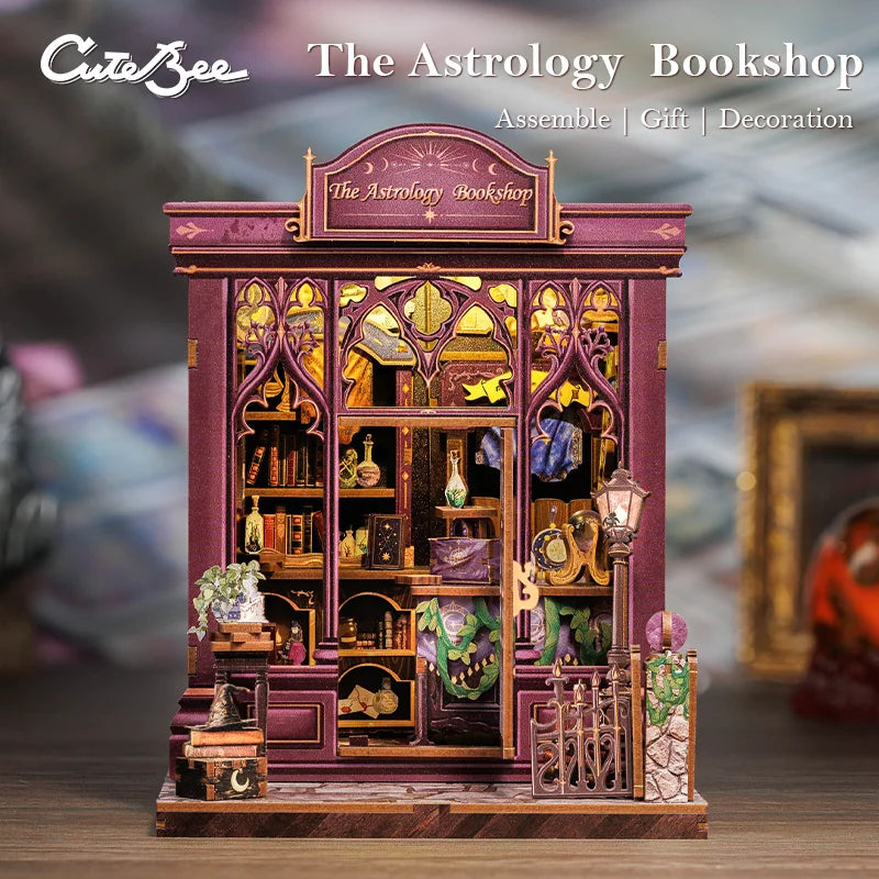 CUTEBEE Book Nook DIY Miniature Kit with LED