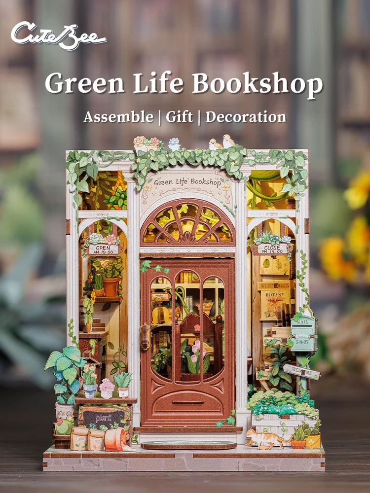 CUTEBEE Book Nook DIY Miniature Kit with LED